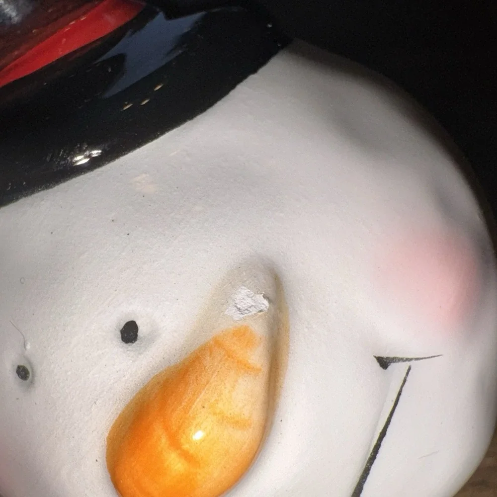 Kirklands Snowball Snowman Salt Pepper Shaker Set Ceramic Christmas *READ*